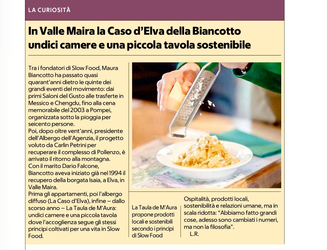 La Caso d'Elva su La Repubblica: "undici camere e una piccola tavola sostenibile" – La Caso d'Elva